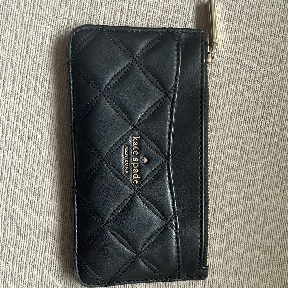 Kate Spade Black Quilted Key & Card Holder